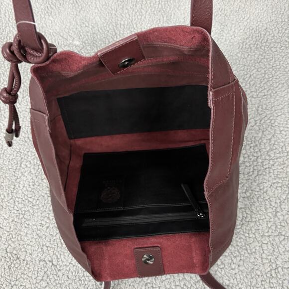 Vince Camuto Delyn Stripe Leather Tote Bag in Bordo Leather Suede Roomy NWT - Picture 13 of 16